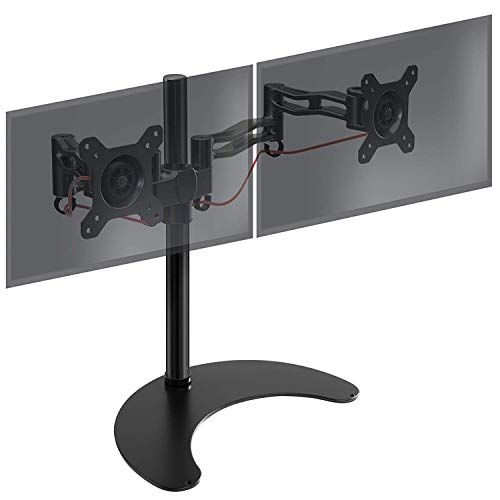 Duronic DM35D2 Dubbele Vrijstaande PC Monitor Beugel | Zwart Aluminium | 13"-27"