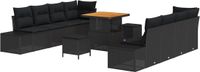 vidaXL Tuinbank Set Zwart Poly Rattan