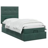 vidaXL Ottomaanse Bed met Matras en LED Donkergroen 90 x 200 cm