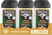 Le Petit Marseillais 4in1 douchegel voordeelverpakking - gember en cipressenhout - extra verfrissend effect - 6 x 250 ml
