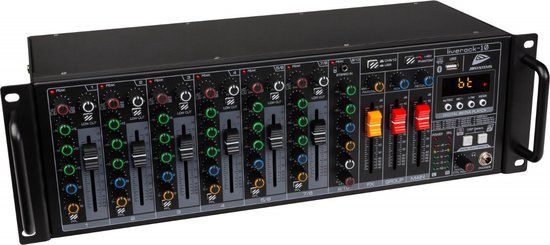 JB Systems LIVERACK-10 - 7-kanaals PA mixer - 19 inch rackmixer met mediaspeler