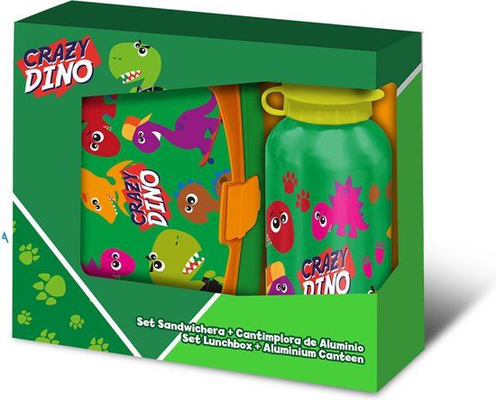 Crazy Dino Lunchset - Groen - 2-delig