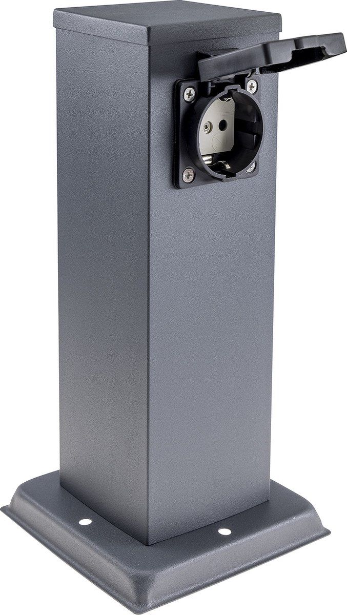 Chilitec Buitenstopcontact paal met 2 stopcontacten - Tuinstopcontact 27 cm - Antraciet