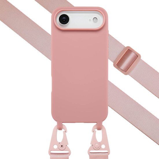 Selencia Hoesje - Geschikt voor Apple iPhone 17 Air - Siliconen hoesje met afneembaar koord - Sand Pink