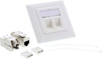 InLine Wandcontactdoos | incl. 2x RJ45 CAT6a Keystone module | 45° opening | wit (RAL9010)