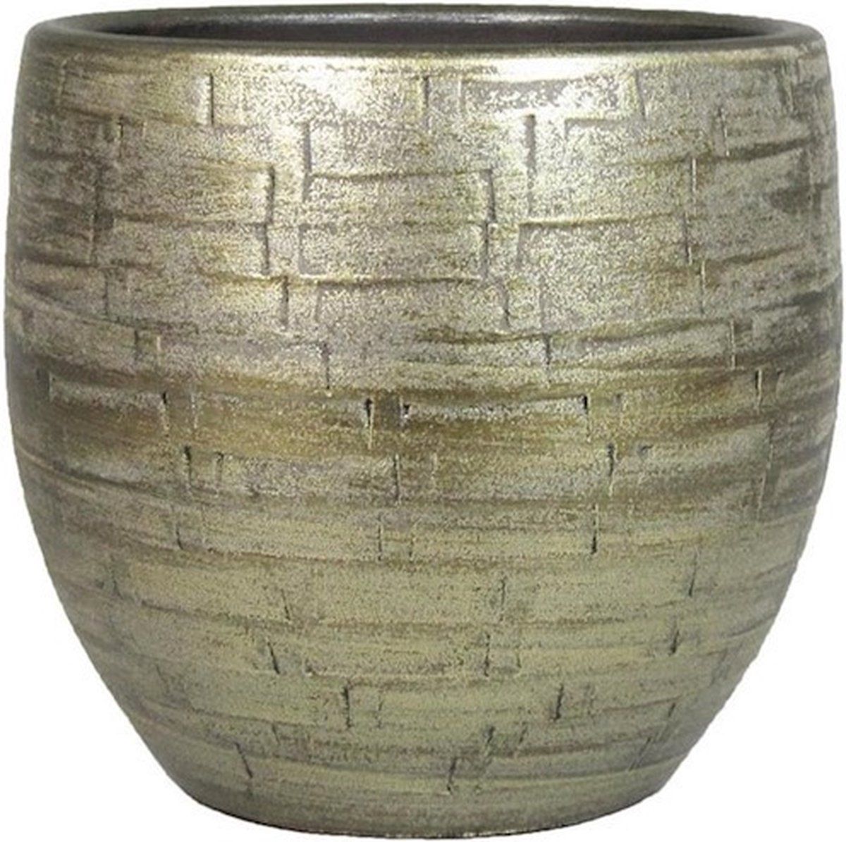 Bela Arte Plantenpot/bloempot - keramiek - goud glans - D24/H22 cm
