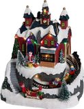 Feeric Lights & Christmas Kerstdorp kerst tafereel - werkplaats met muziek en beweging - met led verlichting - 21.5 cm