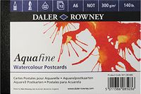 Daler-Rowney Aquafine getextureerde koudgeperste aquarel & gouache 300 g/m² A6 briefkaartformaat (5,8 x 10,4 cm) papieren pad, natuurlijk wit, 1 kant gelijmd, 12 vellen, ideaal voor professionele, zuurvrij
