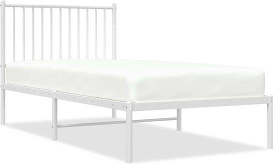 vidaXL Metalen Bedframe met Hoofdbord Wit 90x190 cm