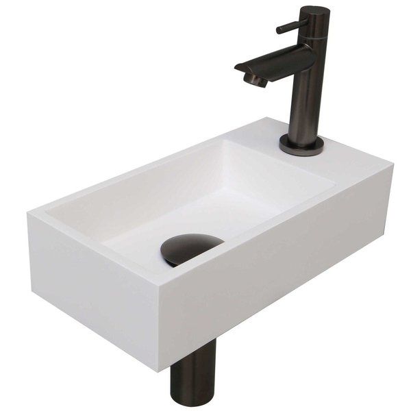 Ink Versus fonteinset 36x9x18cm kraangat rechts Polystone Mat wit/metal black 1805172