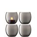 L.S.A. Zinc Theelichthouder - Glas - Set van 4 Stuks - Grijs