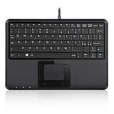 Perixx PERIBOARD-510H Plus Mini-toetsenbord met touchpad en 2 USB-poorten, stille toetsen, Italiaanse lay-out
