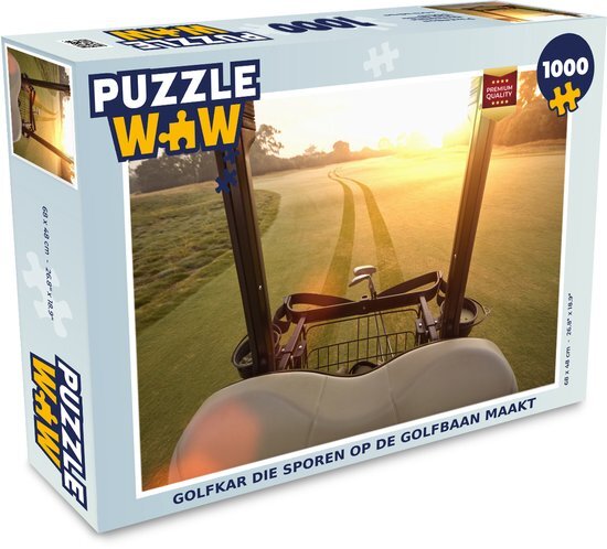 MuchoWow Puzzel Golfkar die sporen op de golfbaan maakt - Legpuzzel - Puzzel 1000 stukjes volwassenen