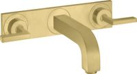 Hansgrohe AXOR Citterio 3-Loch Einbau-Waschtischarmatur, Auslauf 222mm, Hebelgriffe, Platte für Wandmontage, Messing
