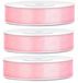 Merkloos 3x Hobby/decoratie lichtroze satijnen sierlinten 1,2 cm/12 mm x 25 meter