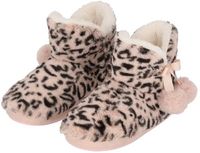 Apollo Pantoffels/sloffen luipaard print - dames - lichtroze - maat 41-42