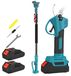 Sécateur sans fil - Manche télescopique, réglable jusqu'à 2 mètres - Capacité de coupe de 25 mm - 2 batteries - Convient pour le jardinage et la taille des branches hautes