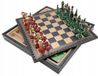 Luxgifts Set d'échecs en métal avec figurines peintes à la main et plateau en cuir éco
