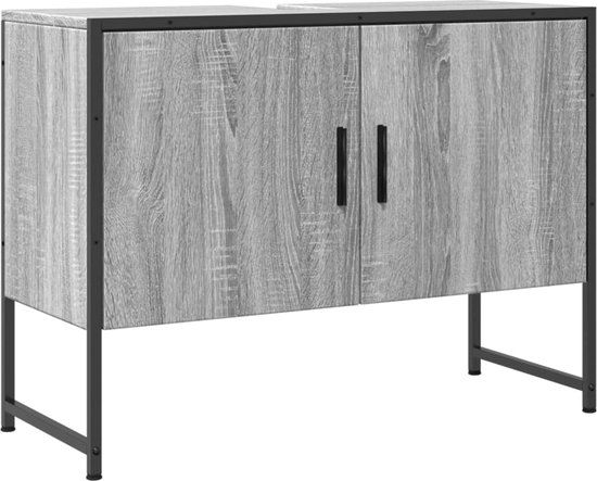 vidaXL Wastafelkast 80x33x60 cm bewerkt hout grijs sonoma eikenkleurig