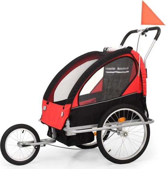 vidaXL 2-in-1 Fietstrailer & Kinderwagen - Zwart & Rood