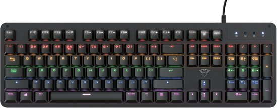 Trust Mechanisch Toetsenbord GXT 1863 Thaz met Nederlandse (US) Layout - Mechanical Keyboard met 14 Kleurmodi en Rode Mechanische Outemu Switches, PC/Laptop