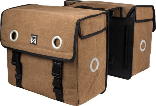 Willex Dubbele Canvas Fietstas - 30 Liter - Bruin