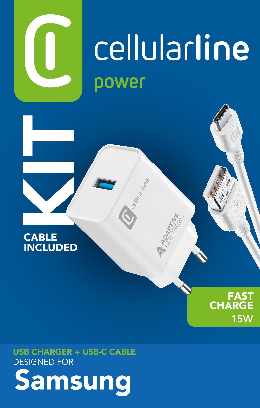 Cellularline ACHSMKIT15WTYCW - 15W USB-C Charger - White