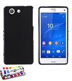 Ultraplatte MUZZANO Ultraplatte zachte beschermhoes SONY D5803 [Le Glossy Hybrid] [zwart] + stift en microvezeldoek MUZZANO® GRATIS