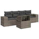 vidaXL Loungeset met kussens, polyrotan, grijs