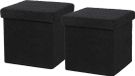 Urban Living Poef Square BOX - 2x - Zwart - Polyester/MDF - 38 x 38 cm
