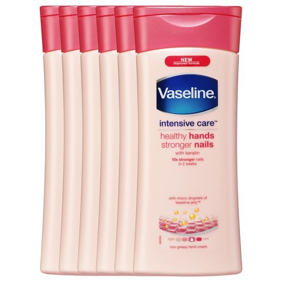 Vaseline Healthy Hands & Stronger Nails - 200 ml - Handcrème - 6 stuks - Voordeelverpakking