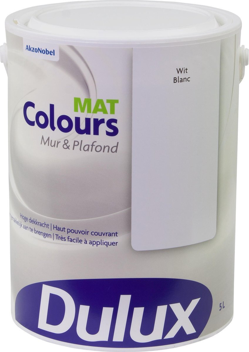 DULUX Colours Mur & Plafond - Mat - Wit - 5 Liter