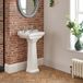Lavabo sur colonne rétro - 50 x 35 cm x 95 cm - 2 trous - Petit lave mains - Richmond