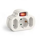 Meervoudig Perfect Meervoudig stopcontact met aan-/uitschakelaar, 1 schuko-stopcontact 16 A/250 V AC, 2 eurostopcontacten 2,5 A/250 V AC, 3680 watt, wit