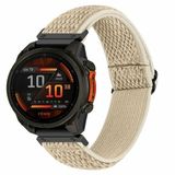 By Qubix Qubix - Elastisch Solo Loop Nylon Bandje - Beige - 22mm Quickfit - Geschikt voor Garmin Descent G2