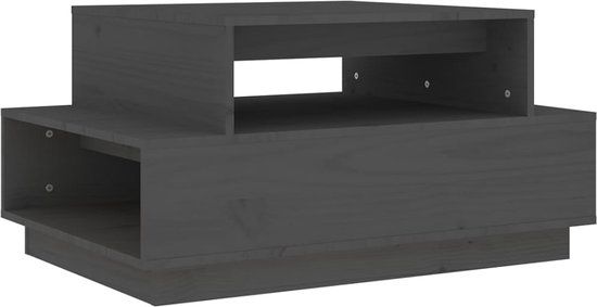 vidaXL Salontafel 80x55x40,5 cm massief grenenhout grijs