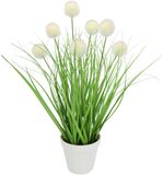 Flair Flower Knoopgras in pot, kunstgras, groen, kunstplant, siergras