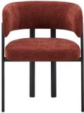 Vente-unique Set van 2 stoelen in stof en zwart metaal - Terracotta - CIBARO