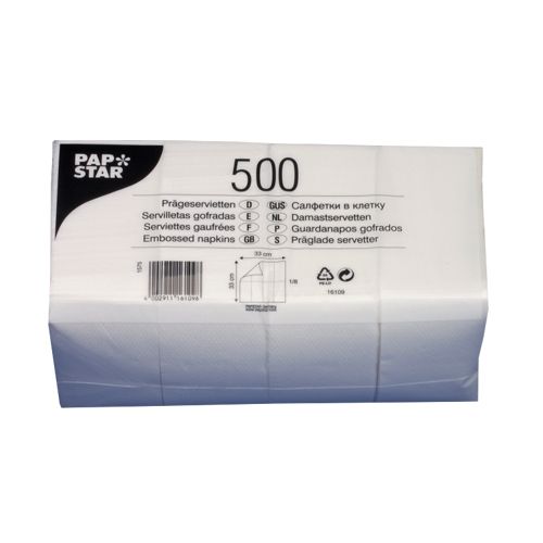 Papstar 16109 Servetten - wit - 33 x 33 cm - 500 stuks