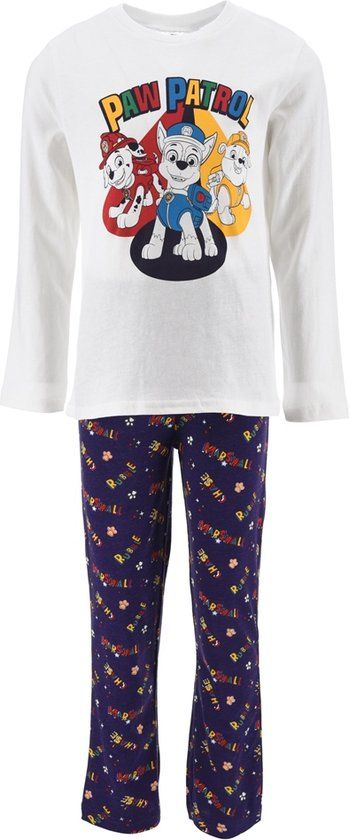 Nickelodeon Paw Patrol Pyjama Jongens - Wit/Blauw - Maat 116 - 100% Katoen