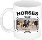 Bellatio Decorations Dierenliefhebber Paard Mok 300 ml - Keramiek - Wit