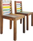 vidaXL Eetkamerstoelen 2 stuks massief gerecycled hout meerkleurig