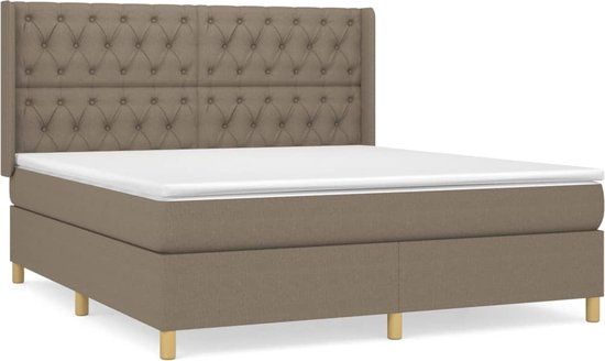 vidaXL Boxspring Bed with Mattress - Fabric - Taupe - 160x200 cm