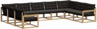 vidaXL - Bank loungeset - 9 zitplekken - Wit en zwart - Acacia hout
