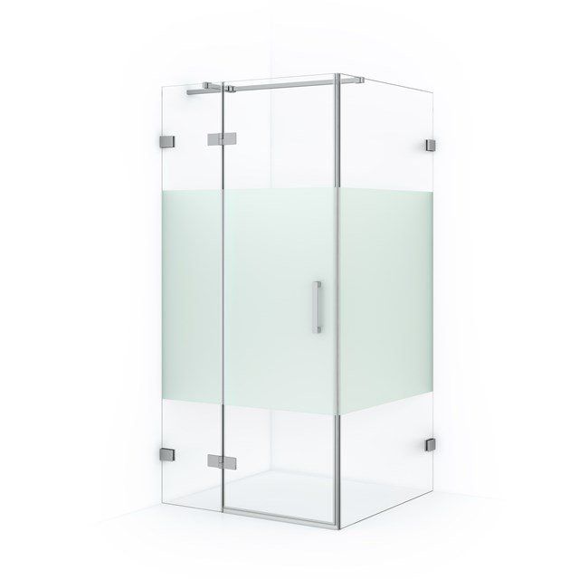 Maxaro Douchecabine Diamond 100x90cm 8mm Helder Veiligheidsglas met Matte Strook Chroom