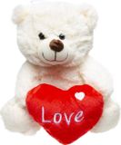 Duckiez Heunec Pluche beer - 23 cm - wit - knuffel met hartje - Love - cadeau Valentijn/moederdag