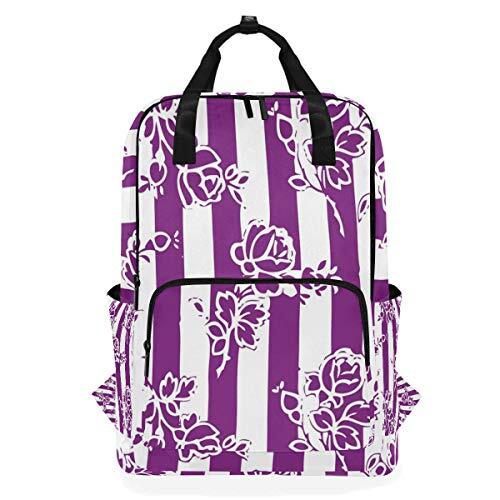 MONTOJ Travel Rugzak Violet Rose Streep Achtergrond School Rugzak