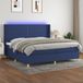 Maison Exclusive - Lit boxspring avec matelas et éclairage LED, bleu, 200x200 cm, textile