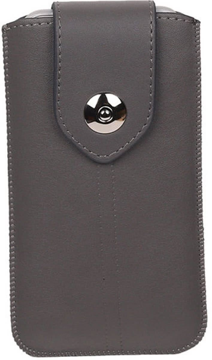 Best Cases .nl Huawei Honor Bee - Universele Luxe Leder look insteekhoes/pouch - Grijs Medium