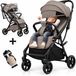 Memores Plooibuggy - Buggy Inklapbaar & Lichtgewicht - Compacte Reisbuggy - Inclusief Regenhoes, Bekerhouder en Tassenhaken - Tot 22 kg - Mocha Taupe